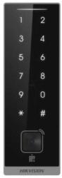 Hikvision Kártyaolvasó EM, DESfire, Mifare (13.56 MHz); RS485 vagy Wiegand kimenet; QR kód olvasó; Bluetooth; PIN (DS-K1105EDKB-QR)