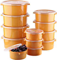 ginzamaison Set 12 Cutii alimente (4X500 ml, 4X1000 ml, 4X2000 ml), Portocaliu, Capac cu dispozitiv de eliberare aer (GNZ-SN-2900-O)