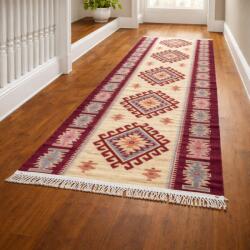 Kotonia Home Covor tesut - Decor traditional, 60x150 cm, fond bordo si nuante de crem - 01 (123688-60150) Covor