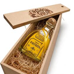 The Patron Spirits Company Pachet Cadou Cutie Lemn Personalizata Tequila Patron Anejo 40%, 0.7L