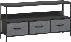 HomCom Suport TV Mobil, Până La 55", cu 3 Sertare Textil Pliabile, Raft, 120x29x56 cm, Negru | Aosom Romania (839-071V01BK)
