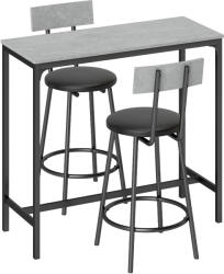 HOMCOM Set masă de bar cu taburete - masă tresen cu 2 taburete tapițate și suport pentru picioare pentru sufragerie, spații mici, gri | Aosom Romania (83A-525V80GY)