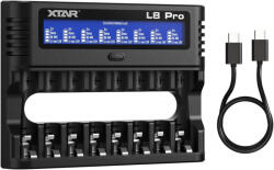 Xtar L8 Pro 8 rekeszes AA/AAA akkumulátortöltő NiMH és 1, 5 V Li-ion akkumulátorokhoz