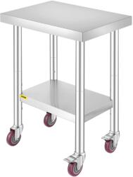 VEVOR Masa de lucru VEVOR 61 x 46 x 86 cm, din otel inoxidabil, 200 kg capacitate, cu roti (commercial-work-tables)