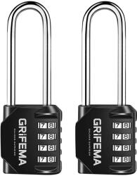 GRIFEMA Lacat cu cod GRIFEMA 2 Pack, 4 cifre, rezistent la intemperii, zinc (GA1002)