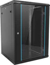 Dateup Rack 12U 600x450, dezasamblat, montare pe perete, usa din sticla, panouri laterale detasabile si securizate, culoare negru RAL 9004, DATEUP (MP.6412.9001)