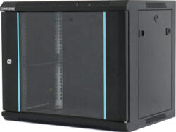 Dateup Rack 19'' de perete, 6U 600x450, usa din sticla, panouri detasabile si securizate, dezasamblat, capacitate 70kg, negru RAL9004, DATEUP (mp.6406.9001)