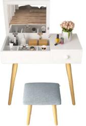 Pepita SmileHOME by Pepita măsuță de toaletă 2 în 1 cu scaun - white-grey (TT-DT076)