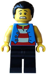 LEGO® Minifigurák Pirate - Male, Blue Vest, Black Legs, Black Hair with Short Ponytail bdp256 (bdp256)
