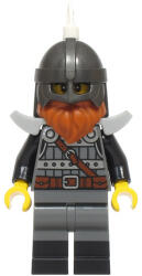 LEGO® Minifigurák Knight - Male, Dark Bluish Gray and Silver Armor, Black Boots, Pearl Dark Gray Helmet, White Feather bdp210 (bdp210)
