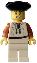 LEGO® Minifigurák Pirate - Female, Tan Vest and Legs, Black Tricorne Hat bdp259 (bdp259)