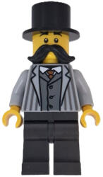 LEGO® Minifigurák Wild West Train Passenger - Male, Light Bluish Gray Striped Jacket, Pearl Dark Gray Legs, Black Mous bdp198 (bdp198)