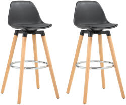 Homcom 2 db-os modern bárszék szett, acél lábtartóval, 43 x 43 x 91 cm, fekete