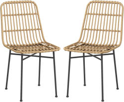 HomCom 2 darabos szék szett konyhába és nappaliba, Boho stílusú, PE rattanból és acélból, 45x57x83 cm, Sárga