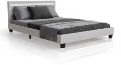 Juskys Modern fehér kárpitozott ágy 140x200 LED-del, ágyráccsal (28901)