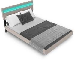 Juskys Modern ágy 140 x 200 cm LED világítással, bézs (301573)