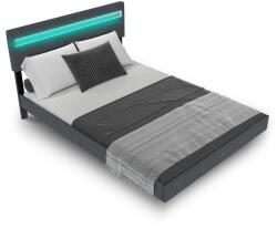 Juskys Modern ágy 140 x 200 cm LED világítással, szürke (301574)