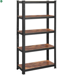 SONGMICS Polcos állvány, salgópolc, 130kg polconkénti teherbírással, fekete 150x75x30cm