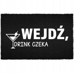 TabPrint Lábtörlő Bejárati Kókusz 40X60 Ajándék Nyomtatás Dekoráció Fekete Divatos (WYCIERACZKA CZARNA NADRUK MONOCHROM HIT MODNA)
