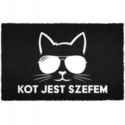 TabPrint Lábtörlő Bemeneti Padló Fekete Kókusz Humorral A Macska A Főnök (WYCIERACZKA CZARNA KOKOSOWA KOT JEST SZEFEM)