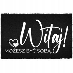 TabPrint Lábtörlő Kókusz 40X60 Fekete Ajtó Alá Humor Felirat Helló! Légy Önmagad (WYCIERACZKA WEJŚCIOWA 40X60 WITAJ! BĄDŹ SOBĄ.)