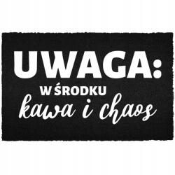 TabPrint Lábtörlő Bejárati Padló Fekete Kókusz Vicces Kávé És Káosz Nyomtatás (WYCIERACZKA CZARNA KOKOSOWA KAWA I CHAOS)