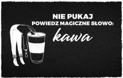 TabPrint Lábtörlő Kókusz Bemeneti 40X60 Vicces Felirat Mágikus Szó: Kávé (WYCIERACZKA DOM CHRONI SZALEŃSTWO I KOTY.)