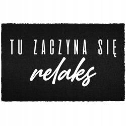 TabPrint Lábtörlő Bejárati Ajtó Alá 60X40 Kókusz Fekete Relaxáció (WYCIERACZKA RELAKS Czarna kokosowa)