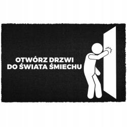 TabPrint Lábtörlő Bejárati Kókusz 40X60 Fekete Felirat Nevetés Világa Az Ajtó Mögött (WYCIERACZKA HUMOR ŚWIAT ŚMIECHU ZA DRZWIAMI)