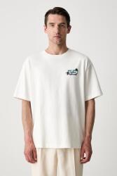Drôle de Monsieur férfi pamut t-shirt Vine Embroidered Slogan - bézs XXL