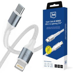 3mk Protection Cablu Alimentare, USB-C, Lightning, 27W, 2m - 3mk Hyper N-Series - White (KF2364516) - pcone
