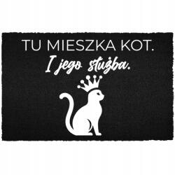 TabPrint Lábtörlő Kókusz 40X60 Fekete Az Ajtó Alatt Humor Felirat Itt A Macska Uralkodik (WYCIERACZKA WEJŚCIOWA 40X60 TU RZĄDZI KOT)