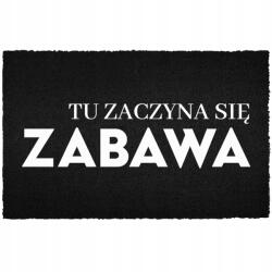 TabPrint Lábtörlő A Bejárati Ajtó Alá 60X40 Kókusz Fekete Itt Kezdődik A Játék (TU ZACZYNA SIĘ ZABAWA Czarna kokosowa)