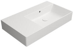 SAPHO GSI Kube X kerámia mosdó 80x47 cm túlfolyóval és csiszolt alsó élekkel, jobbos/matt fehér 94569009 (94579009)