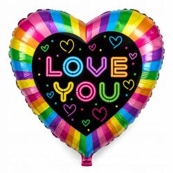 SHOW Fólia Lufi Szív Love You Szivárványos Valentin Napi Dekoráció Héliummal