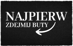 TabPrint Lábtörlő Bejárati Padló Fekete Kókusz Vicces Nyomtatás Vegye Le A Cipőt (WYCIERACZKA CZARNA KOKOSOWA ZDEJMIJ BUTY)