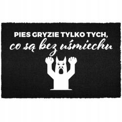 TabPrint Lábtörlő Kókusz Bemenet 40X60 Humor Felirat Kutya Mosoly Nélkül Harap (WYCIERACZKA WEJŚCIOWA BUTY OUT, UŚMIECH ON)