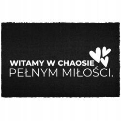 TabPrint Lábtörlő 40X60 Fekete Az Ajtó Alá Káosz És Szerelem Felirat Üdvözöl! (WYCIERACZKA WEJŚCIOWA CHAOS I MIŁOŚĆ WITAJĄ!)