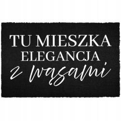 TabPrint Lábtörlő Bemeneti Padló Fekete Kókusz Humor Elegancia Bajusszal (CZARNA KOKOSOWA ELEGANCJA Z WĄSAMI)
