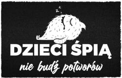 TabPrint Lábtörlő Bejárati Kókusz 40X60 Fekete Sláger Felirat Gyerekek Alszanak - Csend! (WYCIERACZKA WEJŚCIOWA DZIECI ŚPIĄ – CISZA!)