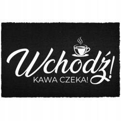 TabPrint Lábtörlő Kókusz 40X60 Fekete Az Ajtó Alatt Humor Felirat Belépés! Kávé Vár! (WYCIERACZKA WEJŚCIOWA WCHODŹ! KAWA CZEKA!)