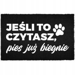 TabPrint Lábtörlő Bemeneti Padló Fekete Kókusz Humorral A Kutya Már Fut (WYCIERACZKA CZARNA KOKOSOWA PIES JUŻ BIEGNIE)