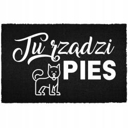 TabPrint Lábtörlő Bemeneti Padló Fekete Kókusz Humorral Itt A Kutya Uralkodik (WYCIERACZKA CZARNA KOKOSOWA TU RZĄDZI PIES)