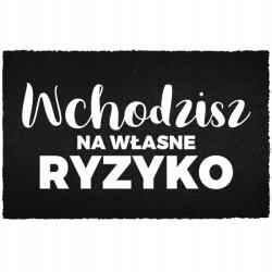 TabPrint Lábtörlő Bemeneti Padló Fekete Kókusz Humorral Saját Kockázat (WYCIERACZKA CZARNA KOKOSOWA WŁASNE RYZYKO)