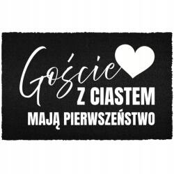TabPrint Lábtörlő Bejárati Padló Fekete Kókusz Humoros Vendégek Tortával (WYCIERACZKA CZARNA KOKOSOWA GOŚCIE Z CIASTEM)