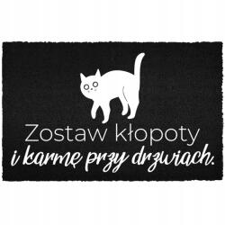 TabPrint Lábtörlő 40X60 Az Ajtó Alá Baj Felirat És Eledel Itt Hagyhatod (WYCIERACZKA KŁOPOTY I KARMĘ ZOSTAW TU. HIT)