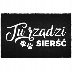 TabPrint Lábtörlő Bemeneti Padló Fekete Kókusz Humoros Itt A Szőrzet Uralkodik (WYCIERACZKA CZARNA KOKOSOWA TU RZĄDZI SIERŚĆ)