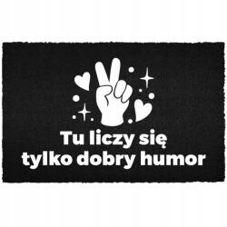 TabPrint Lábtörlő Kókusz Bemeneti 40X60 Fekete Sláger Felirat Számít Jó Hangulat (WYCIERACZKA WEJŚCIOWA LICZY SIĘ DOBRY HUMOR)