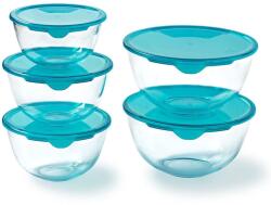 Pyrex üveg salátástál szett fedővel, 5 részes (0, 5 l + 1 l + 2 l), BPA-mentes
