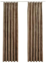 vidaXL bársony sötétítőfüggöny kampókkal 2 db - bézs - 140x245 cm